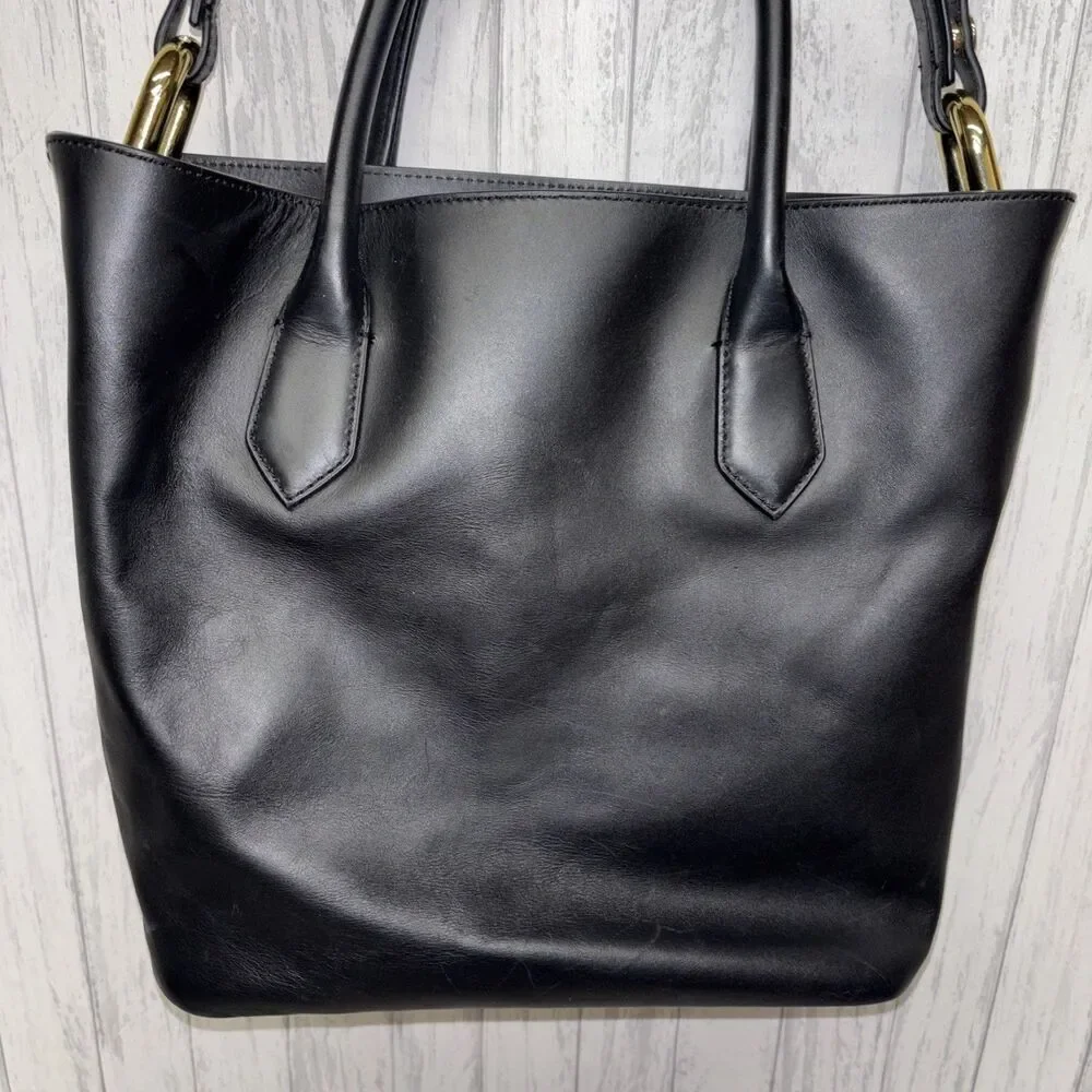 J.Crew The Harper Leather Tote Bag Black EUC